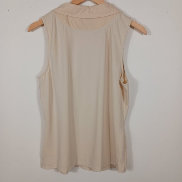 Under Cover Agent by Kathleen Kirkwood Mixed Media Sleeveless Top, Beige, SZ LRG - Picture 4 of 13